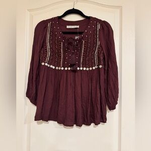 Abercrombie & Fitch beautiful embellished burgundy blouse​​​